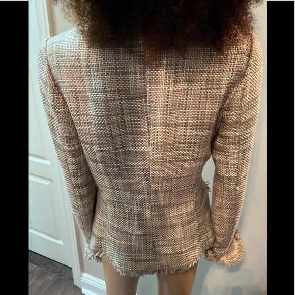 Georgiou Cream/Olive/Gold Tweed Blazer and Shirt Suit, Size 10 - Picture 6 of 16